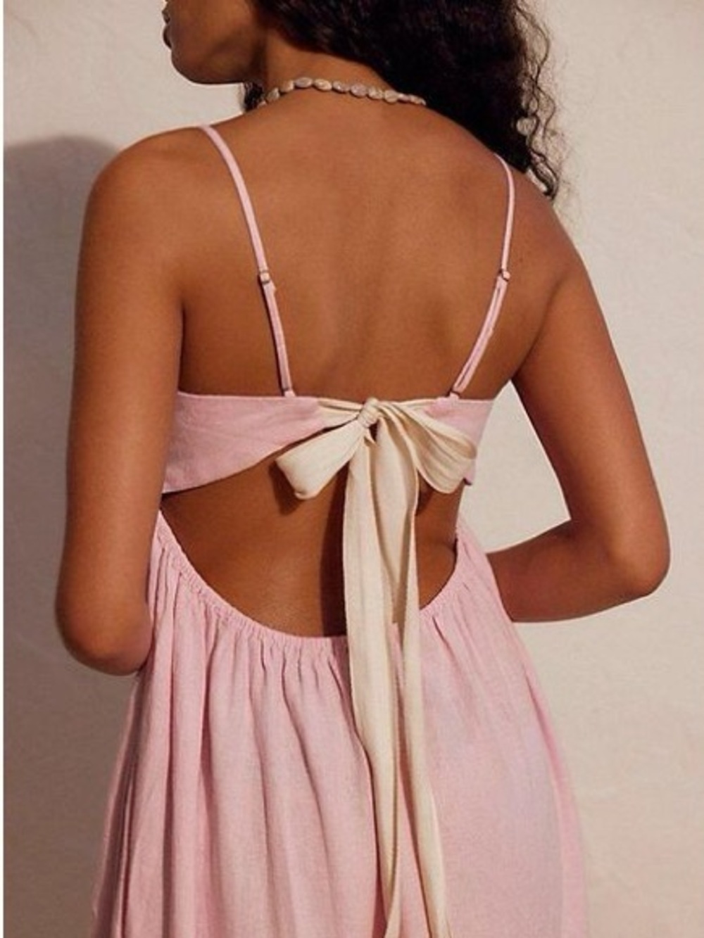 Free People Pink Linen Halo Babydoll Midi Dress | NEVER WORN - Picture 2 of 6